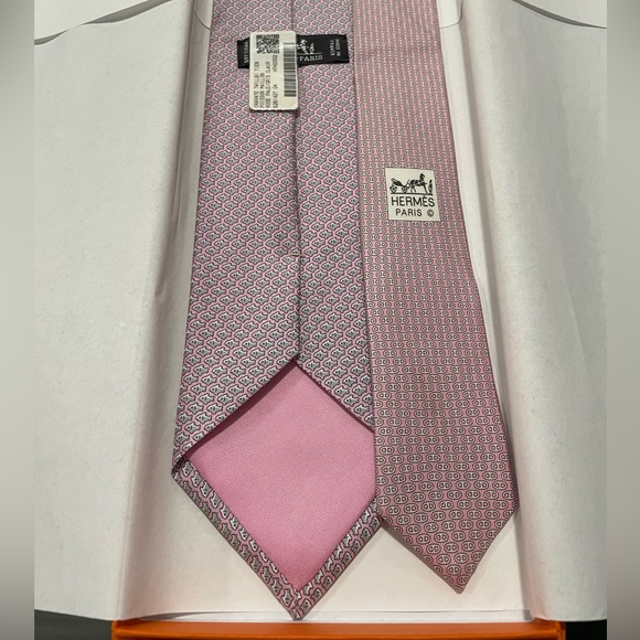Hermes Paris 8cm Pink Twillbi tie - Picture 3 of 5